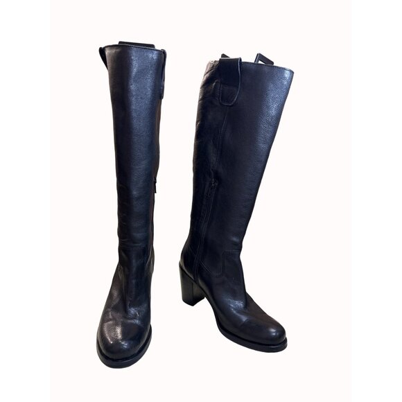 Boemos women’s Italian made black leather below knee boots 6.5 SKU 5551 - Picture 1 of 14